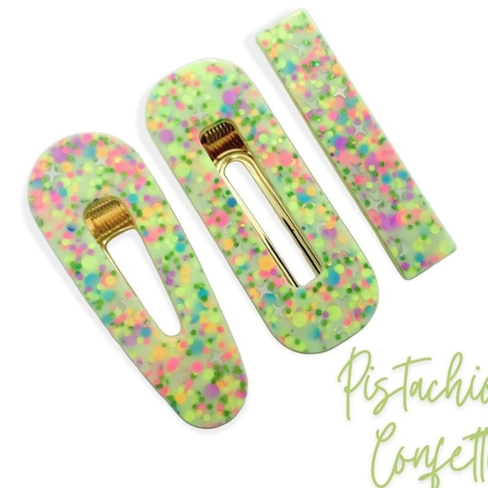 Retro glitter resin hair barrettes
